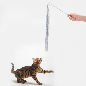 1pc Colorful Rod Cat Wand Toys Cat Teaser Wand Lovely Glitter Crinkle Tassel Cat Teaser Toy Cat Interactive Toy Pet Supplies