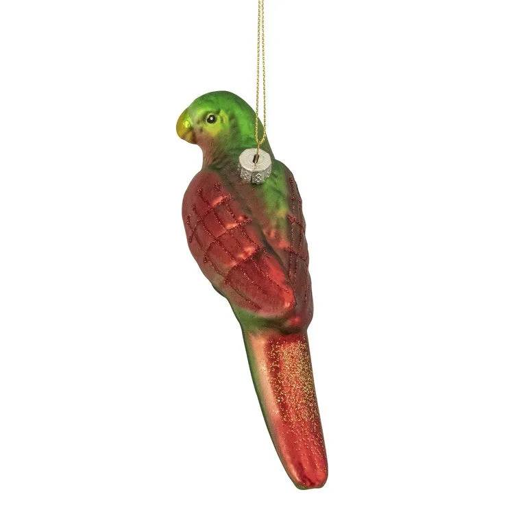 6.5" Yellow and Red Parrot Glass Christmas Ornament
