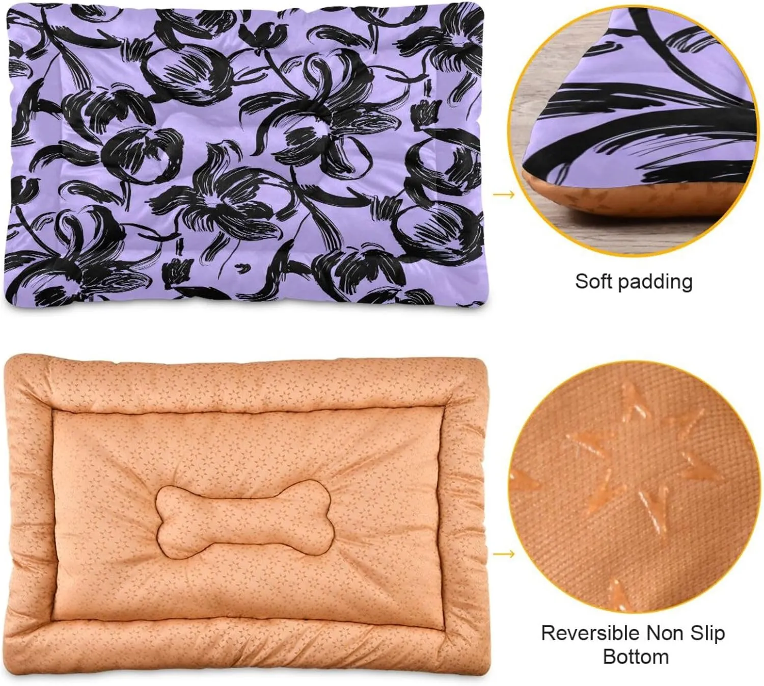 Abstract Flowers Outdoor Dog Bed for Small Dogs Washable Waterproof Travel Pet Bed Mat Portable Cat Bed with Non-Slip Bottom for Indoor and Sleeping 18 x 24 Inch