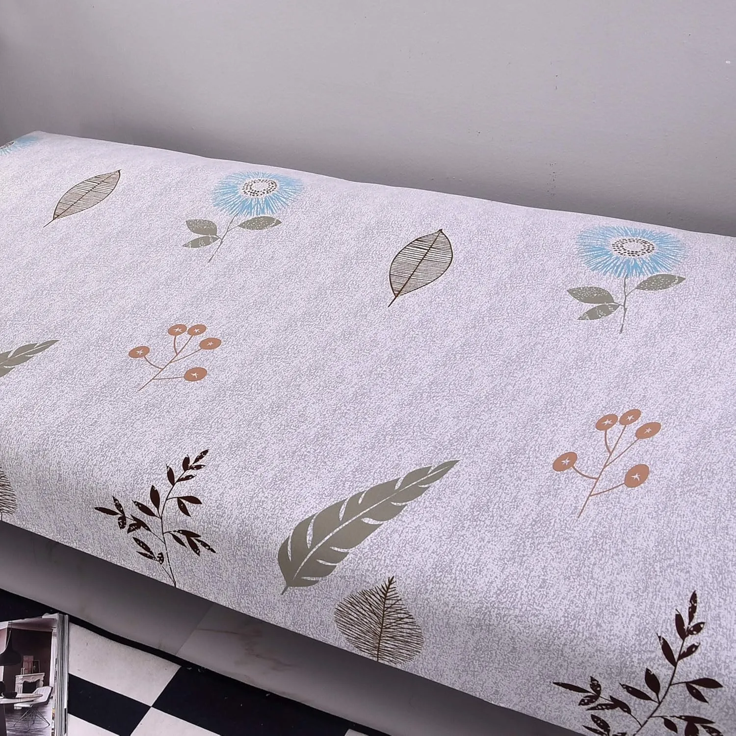 Armless Sofa Cover Futon Slipcover Stretch Spandex Printed Folding Sofa Bed Non-Armrest Couch Furniture Protector Washable Sofa Cover Without Armrests (Grey Leaves)
