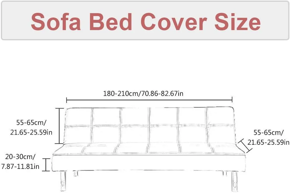 Armless Sofa Cover Futon Slipcover Stretch Spandex Printed Folding Sofa Bed Non-Armrest Couch Furniture Protector Washable Sofa Cover Without Armrests (Grey Leaves)