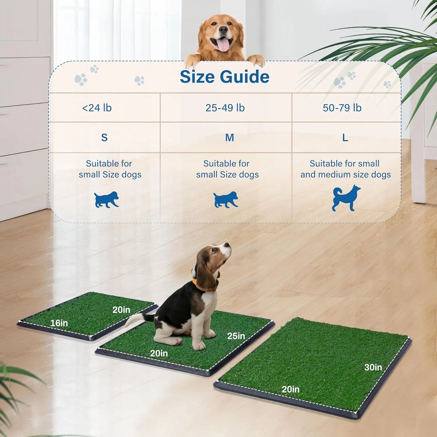 Artificial Grass for Dog Potty  16x20 inch,Strong Absorbency Grass Pad, Dog Grass Pad with Tray, Dog Potty Training Pad, Dog Litter Box with Grass (16"x20"X2)