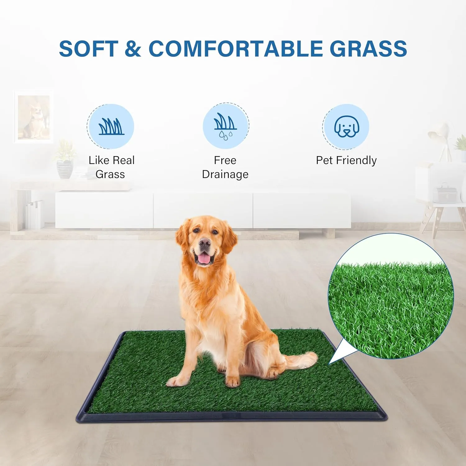 Artificial Grass for Dog Potty  16x20 inch,Strong Absorbency Grass Pad, Dog Grass Pad with Tray, Dog Potty Training Pad, Dog Litter Box with Grass (16"x20"X2)