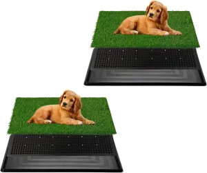 Artificial Grass for Dog Potty  16x20 inch,Strong Absorbency Grass Pad, Dog Grass Pad with Tray, Dog Potty Training Pad, Dog Litter Box with Grass (16"x20"X2)