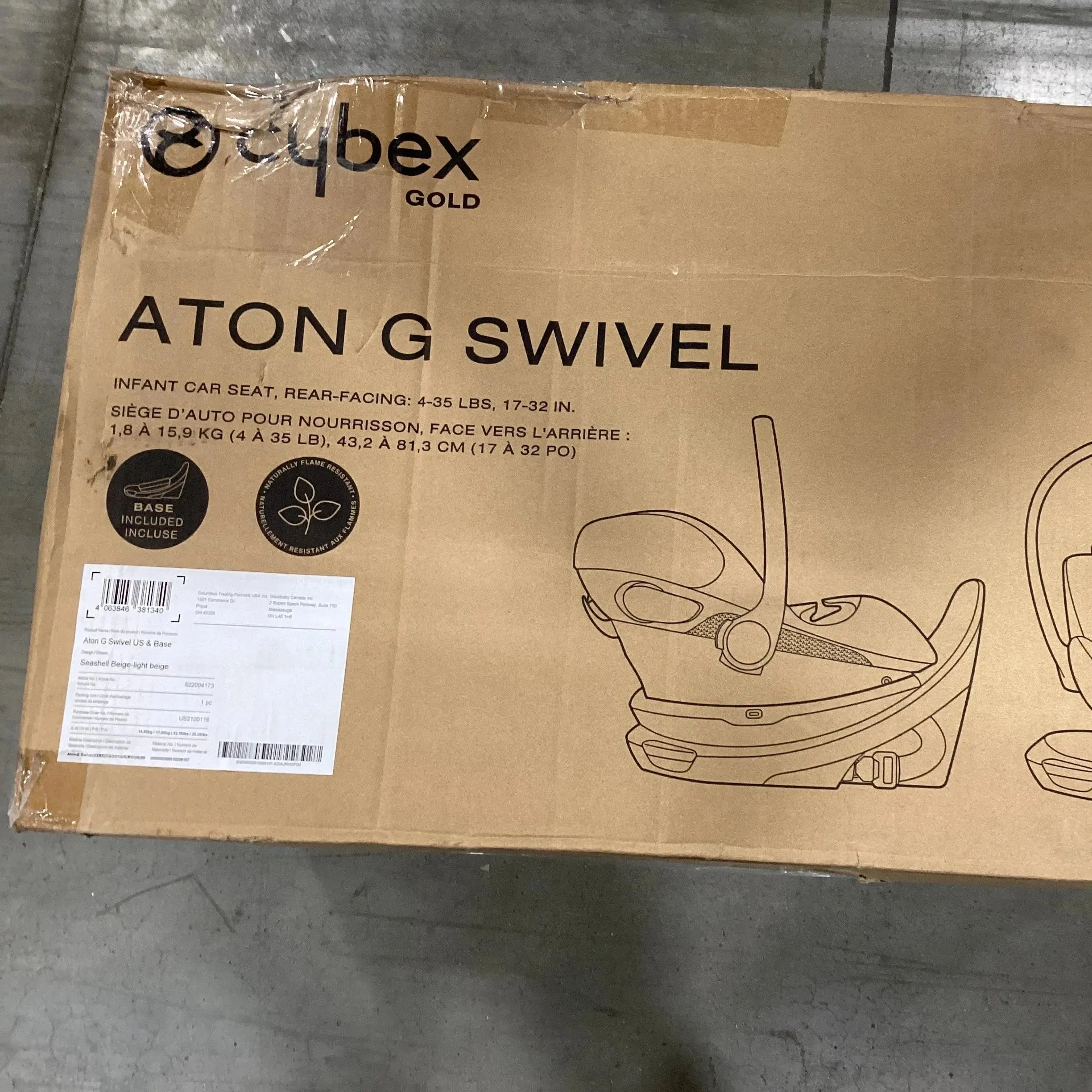 Aton G Infant Car Seat Swivel - Seashell Beige