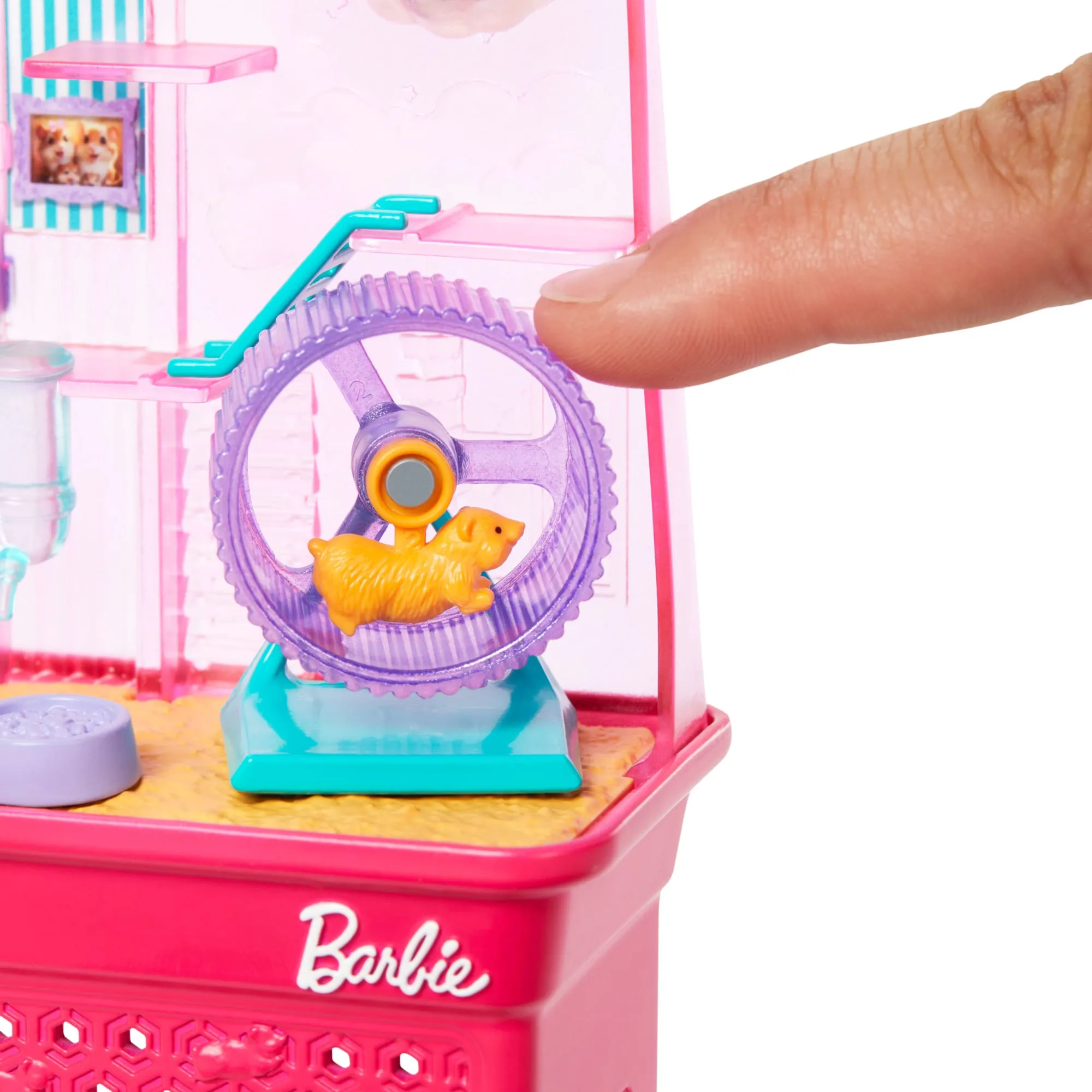 Barbie World Hamster Pet Playground Playset With 9 Pieces Including Wheel, Hamsters, & Food Accessories