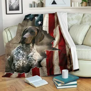 Beautiful German Shorthaired Pointer American Flag Blanket Gift For Dog Lovers Birthday Gift Home Decor Bedding Couch Sofa Soft and Comfy Cozy