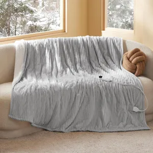 Bedsure Electric Blanket Full Size - Soft Ribbed Flannel Heated Blanket with 6 Heat Settings, Heating with 10 Time Settings, 8 hrs Timer Auto Shut Off, Warm Gift for Grandma (72x84 inches, Light Grey)