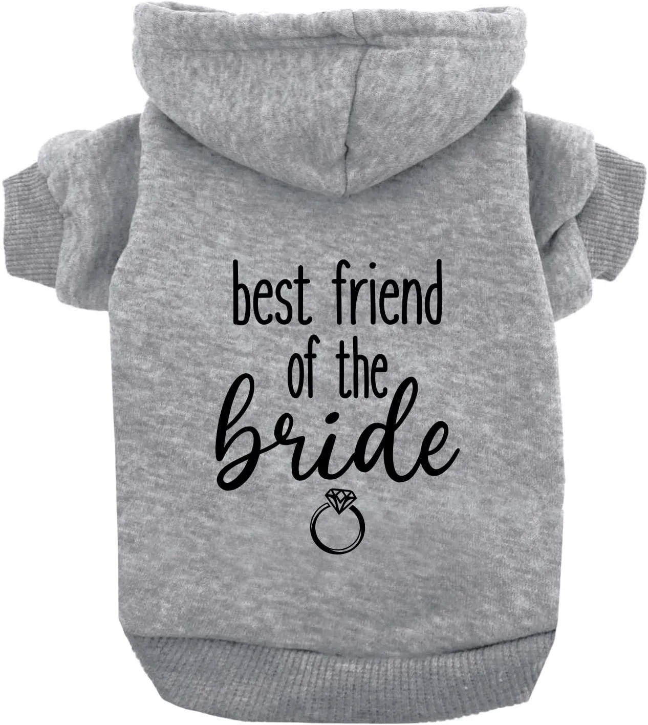 Best Friend of The Bride Wedding Dog Hoodie Fleece Lined Pullover Sweatshirt with Leash Hole (Grey, Large 657)