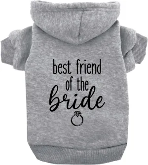 Best Friend of The Bride Wedding Dog Hoodie Fleece Lined Pullover Sweatshirt with Leash Hole (Grey, Large 657)