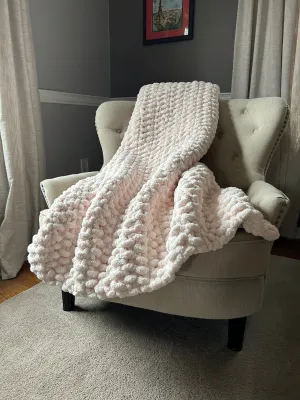 Blush Pink Chunky Blanket | Soft Chenille Throw