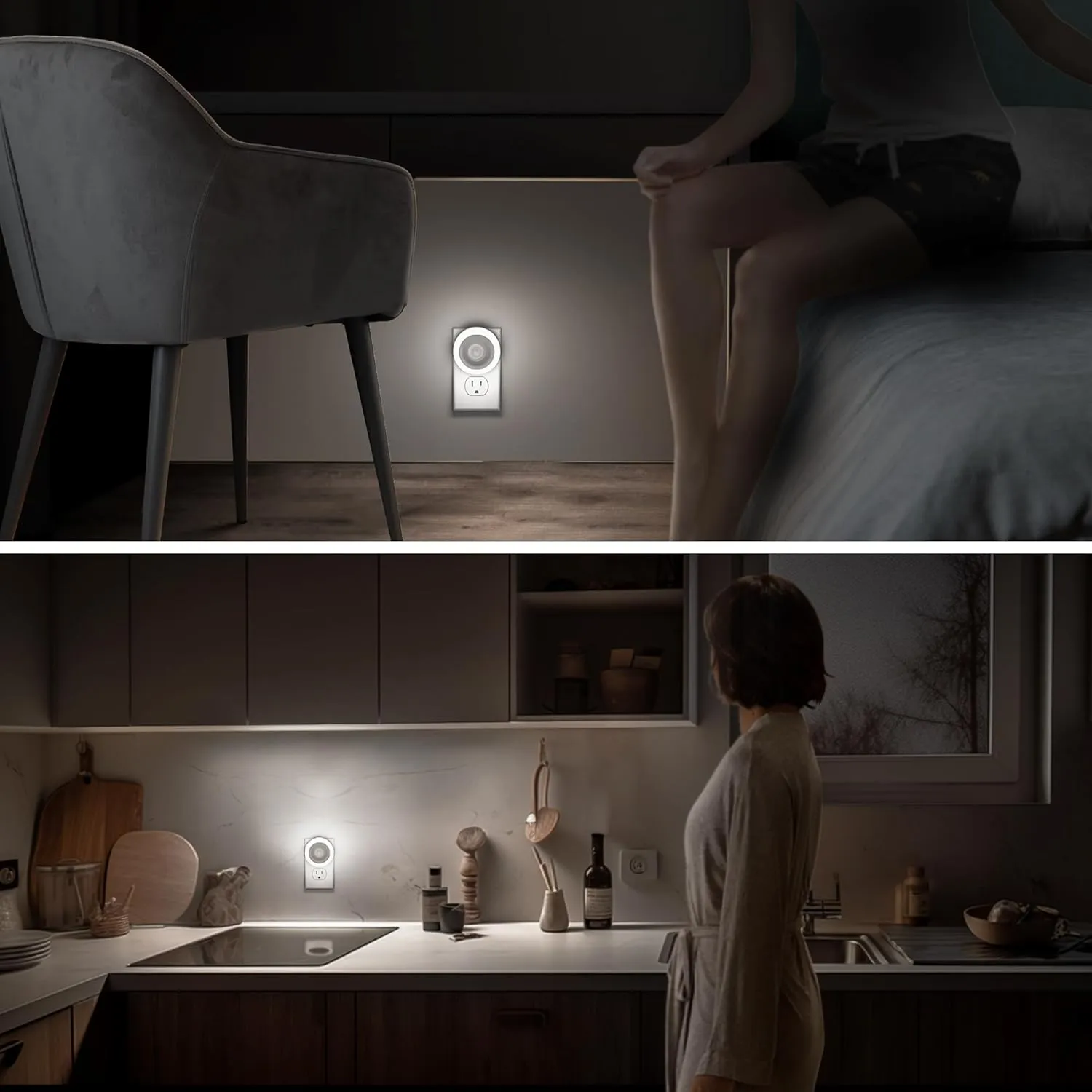 Briignite Motion Sensor Night Light, 4 Pack, Night Lights Plug into Wall, Auto On/Off Motion Activation Nightlight, Energy-Saving 0.6W LED, Daylight White, Ideal for Kids, Bedroom, Bathroom