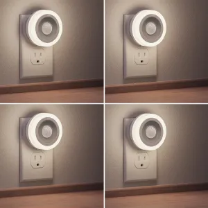 Briignite Motion Sensor Night Light, 4 Pack, Night Lights Plug into Wall, Auto On/Off Motion Activation Nightlight, Energy-Saving 0.6W LED, Daylight White, Ideal for Kids, Bedroom, Bathroom