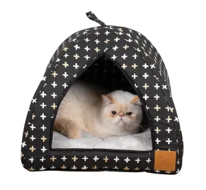 Cat Igloo - Black Metallic Cross Print