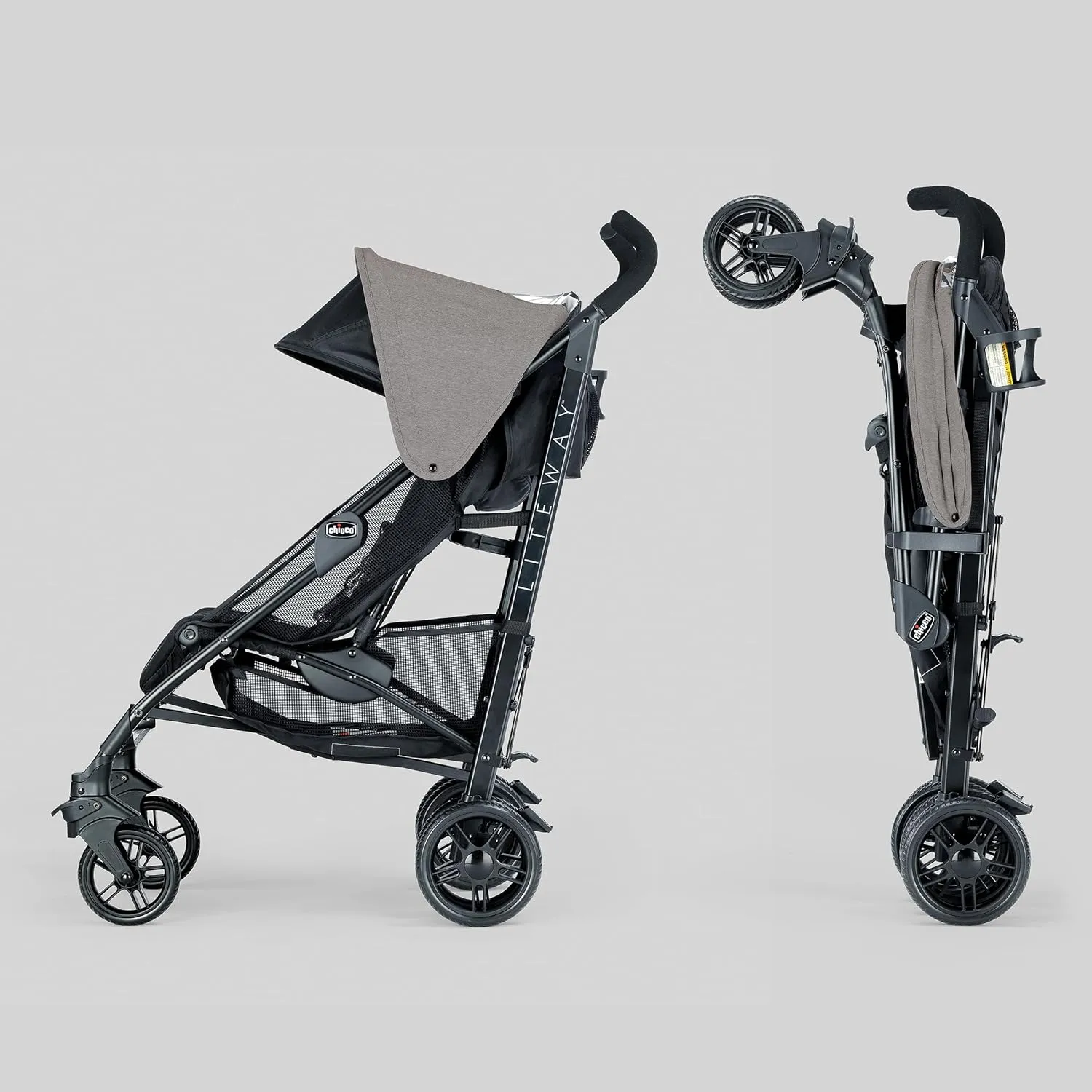 Chicco Liteway Stroller, Compact Fold Lightweight Aluminum Frame Umbrella Baby Stroller, for Use with Babies and Toddlers up to 40 lbs. | Dune/Brown