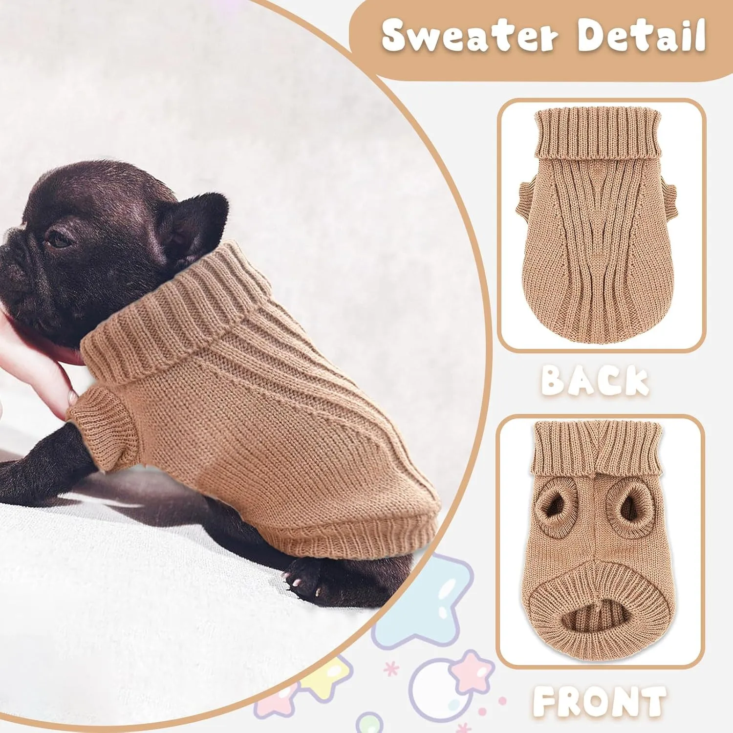Chihuahua Sweater for Small Dogs - Fall Winter Knitted Warm Puppy Clothes - Thick Pet Knitwear for Teacup Yorkie (Medium)