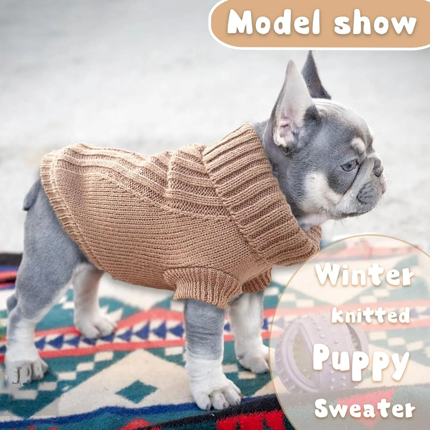 Chihuahua Sweater for Small Dogs - Fall Winter Knitted Warm Puppy Clothes - Thick Pet Knitwear for Teacup Yorkie (Medium)