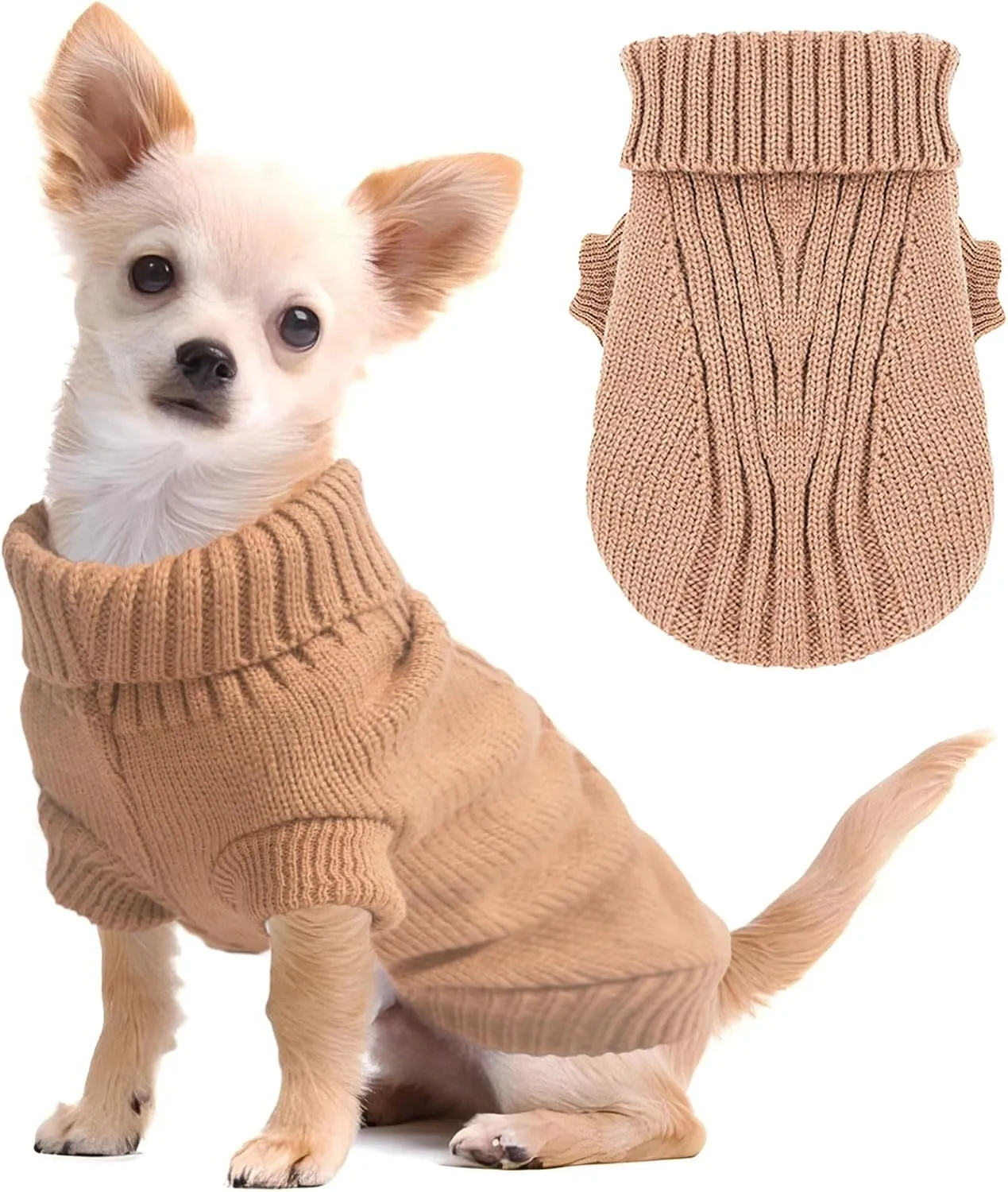 Chihuahua Sweater for Small Dogs - Fall Winter Knitted Warm Puppy Clothes - Thick Pet Knitwear for Teacup Yorkie (Medium)