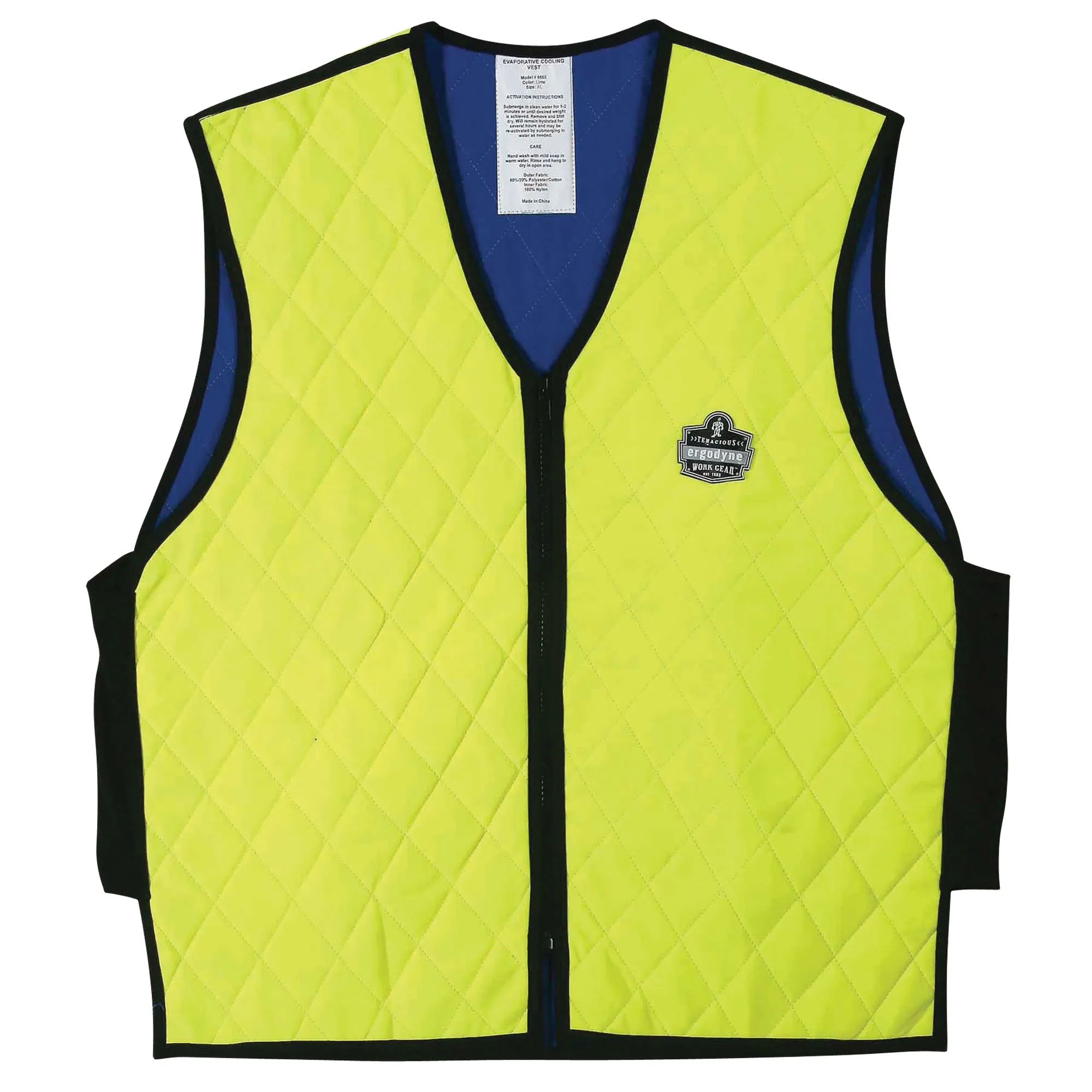 Chill-Its® 6665 Wet Evaporative Cooling Vests, Large, High Visibility Lime-Yellow