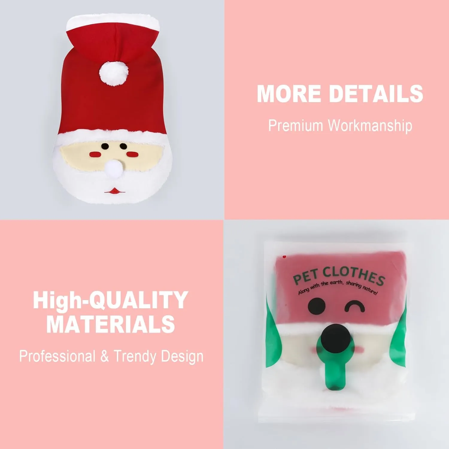 Christmas Costume Pet Hoodie: Funny Cosplay Dog Hooded Costume - Holiday Theme Dog Clothes Winter Warm Puppy Outfit - Red, XS
