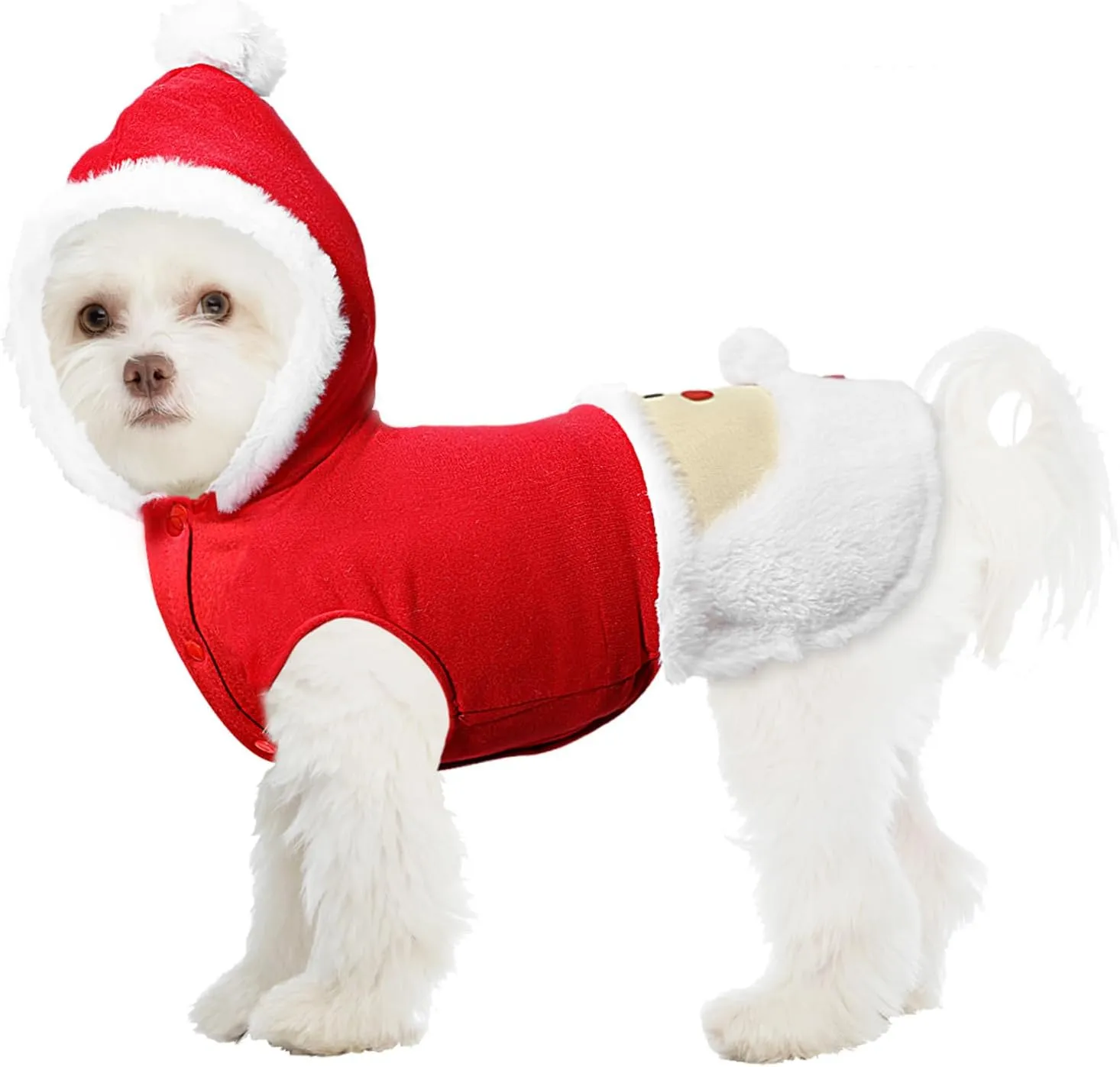 Christmas Costume Pet Hoodie: Funny Cosplay Dog Hooded Costume - Holiday Theme Dog Clothes Winter Warm Puppy Outfit - Red, XS