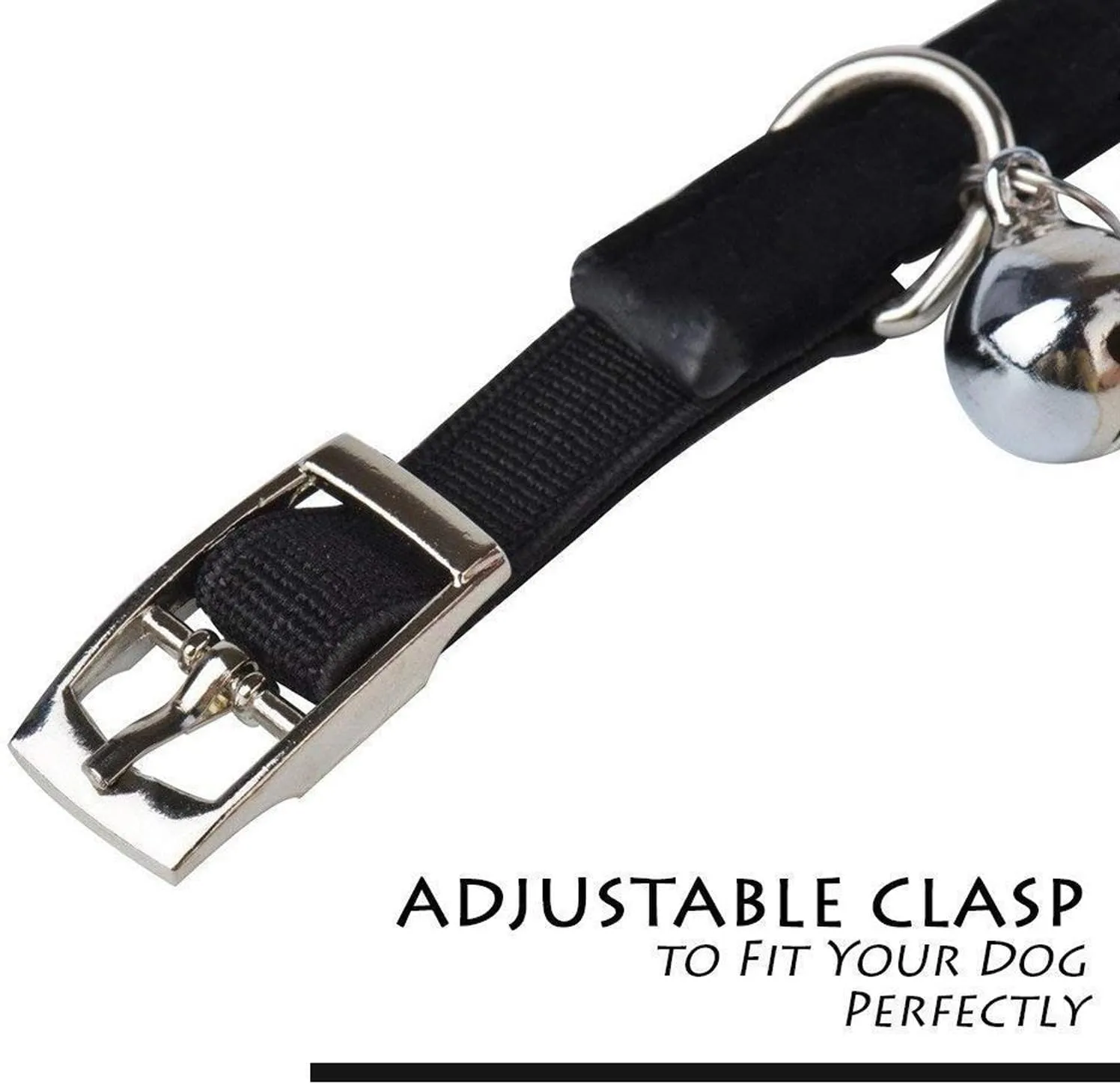 CHUKCHI Soft Velvet Safe Cat Adjustable Collar Bling Diamante with Bells,11 inch for Small Dogs and Cats (Black)
