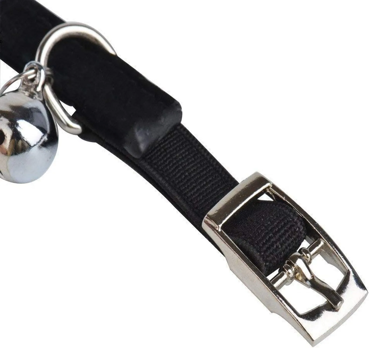CHUKCHI Soft Velvet Safe Cat Adjustable Collar Bling Diamante with Bells,11 inch for Small Dogs and Cats (Black)