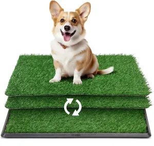 COZIWOW Grass Pad for Dogs with Tray, 30" x 20" Large Dog Grass Pad with Tray Indoor Dog Potty with 3PCS Artificial Grass Pee Pads, Washable Dog Litter Box Pet Toilet for Balcony Apartment