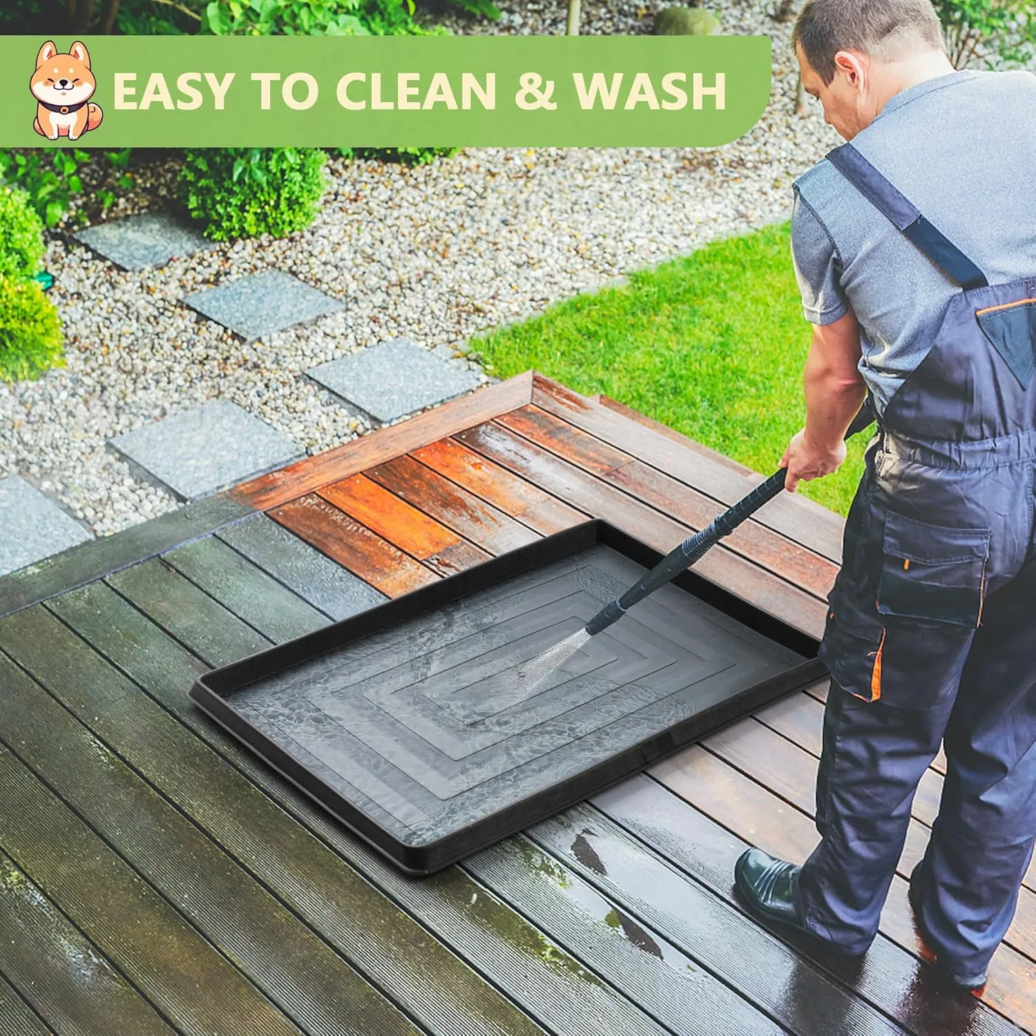 COZIWOW Grass Pad for Dogs with Tray, 30" x 20" Large Dog Grass Pad with Tray Indoor Dog Potty with 3PCS Artificial Grass Pee Pads, Washable Dog Litter Box Pet Toilet for Balcony Apartment
