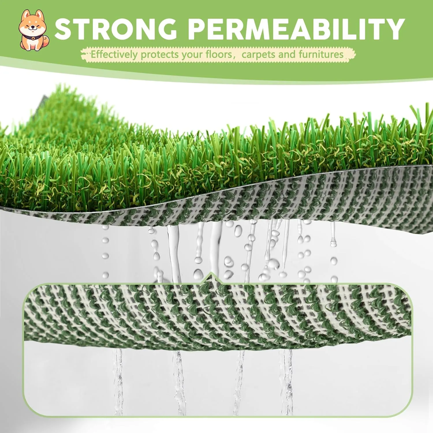 COZIWOW Grass Pad for Dogs with Tray, 30" x 20" Large Dog Grass Pad with Tray Indoor Dog Potty with 3PCS Artificial Grass Pee Pads, Washable Dog Litter Box Pet Toilet for Balcony Apartment