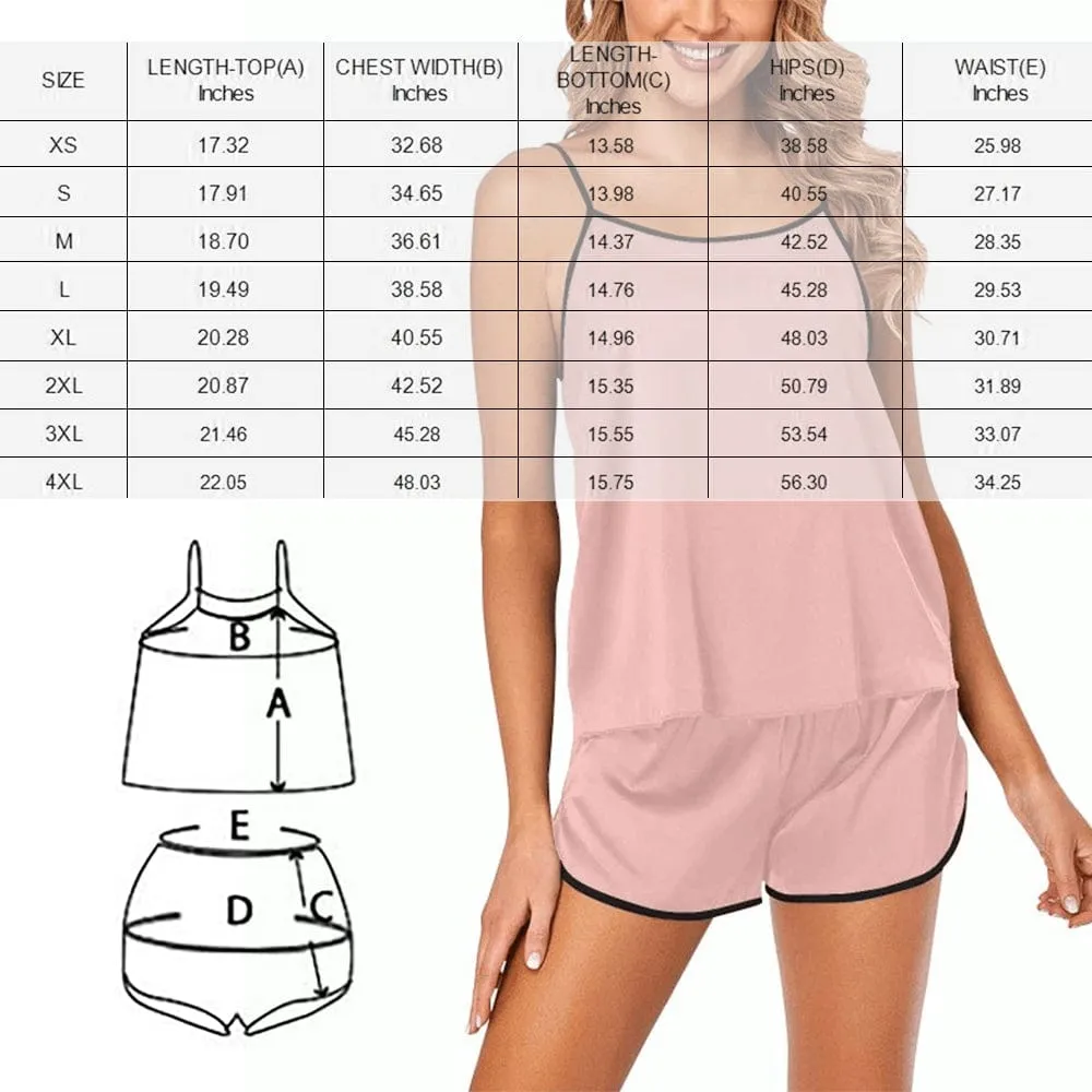 Custom Seamless Face Pajamas Personalized Women's Sexy Cami Pajamas Set Anniversary Gift