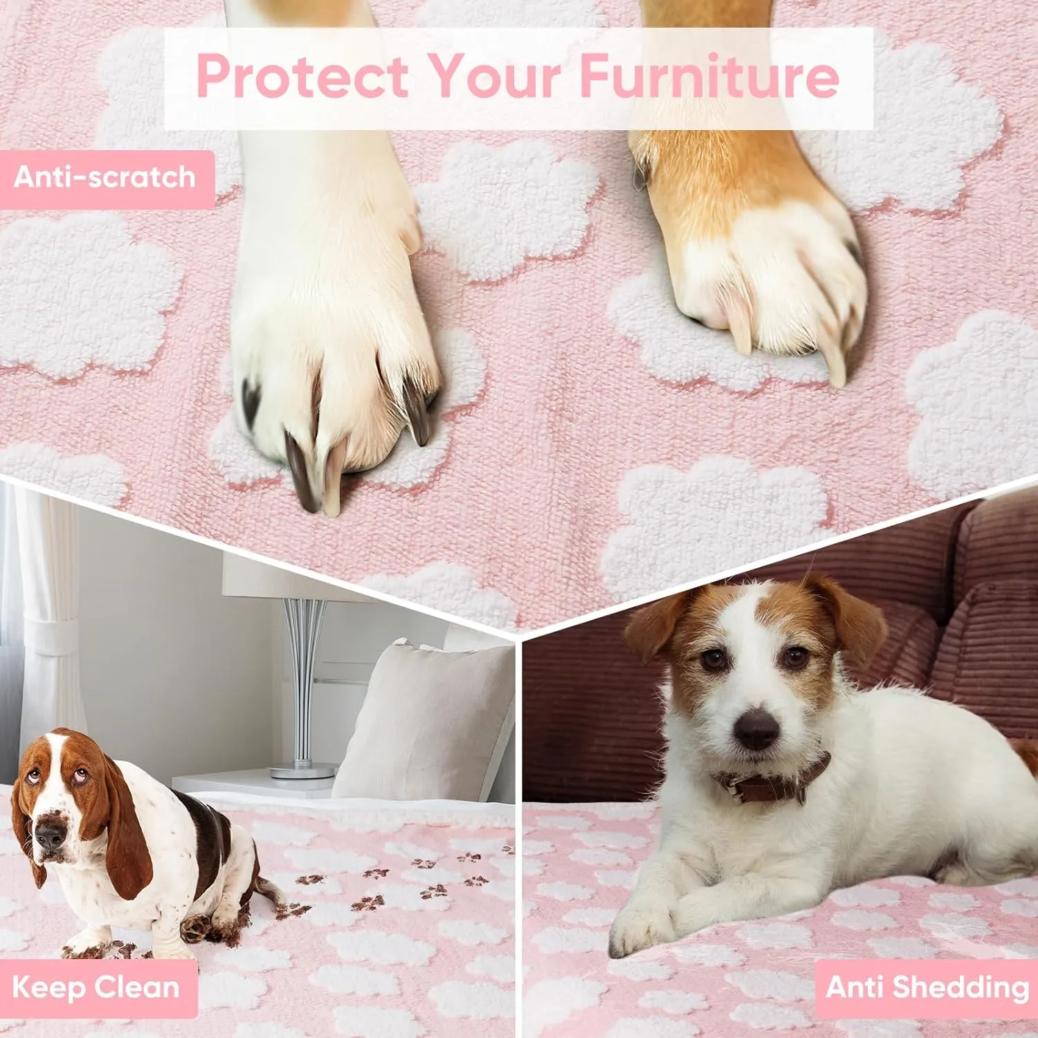 Dog Blanket for Small Medium Large Dogs Fleece Cat Blankets for Indoor Cats Washable Fluffy Pet Bed Blanket Furniture Sofa Couch Cover Protector