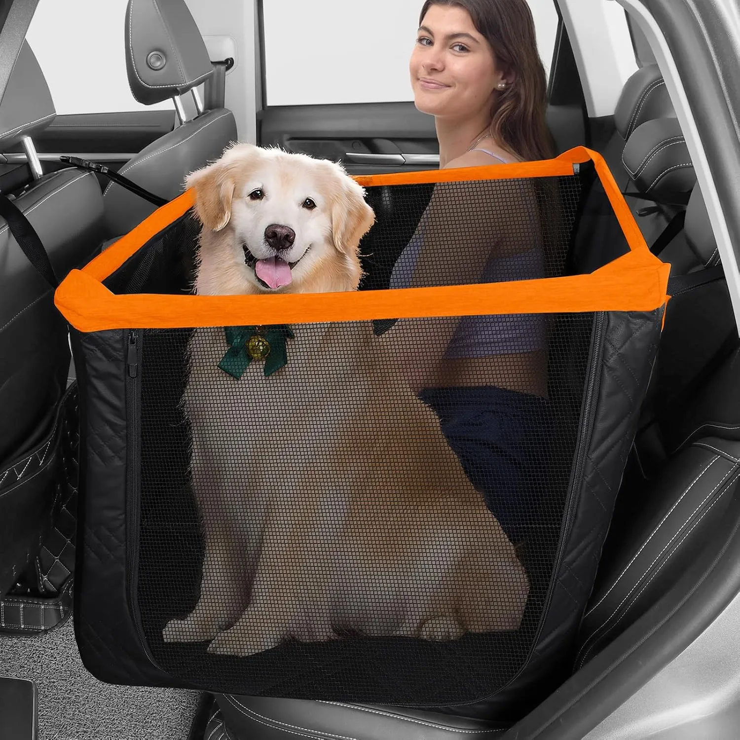 Dog Car Seat for Large Dogs Pet Cat Booster Seat for Small Medium Hard Bottom Back Seat Extender for Dogs with Soft Removable Blanket Waterproof Dog Hammock for Bed Mattress for Car SUV Truck