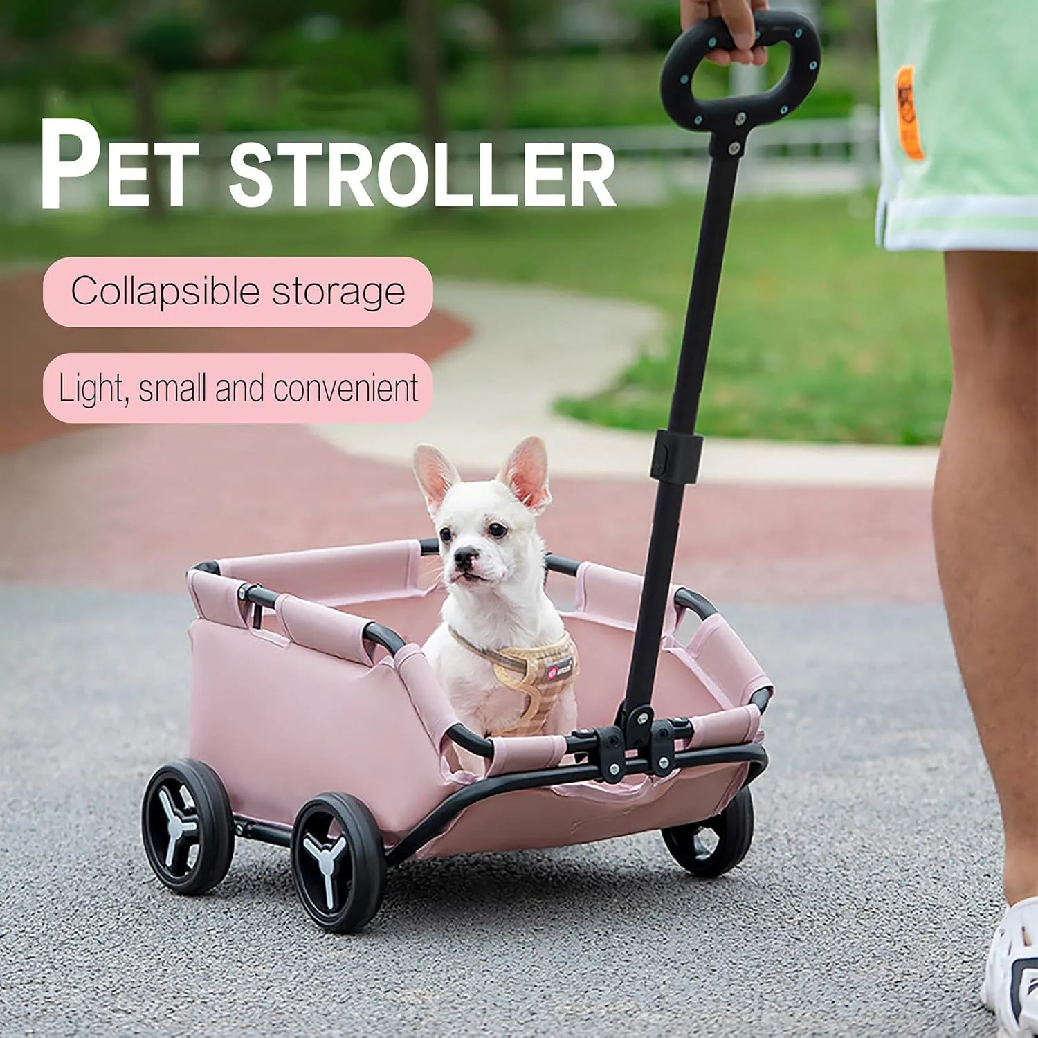 Dog Stroller 4 Wheels Folding Dog Cart Pet Stroller for Travelling Shopping Walking Playing for Small Dogs Cats (Grey)