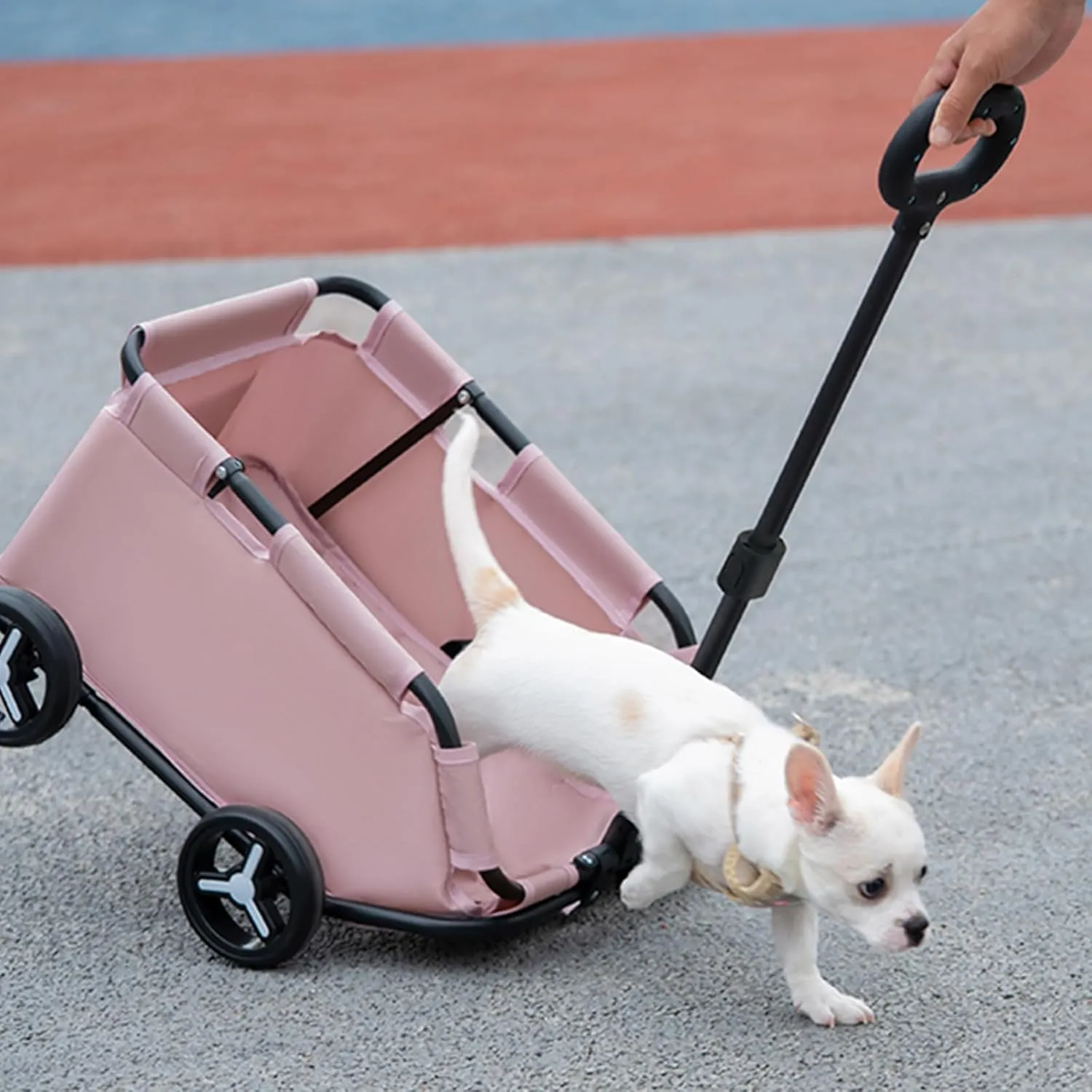 Dog Stroller 4 Wheels Folding Dog Cart Pet Stroller for Travelling Shopping Walking Playing for Small Dogs Cats (Grey)