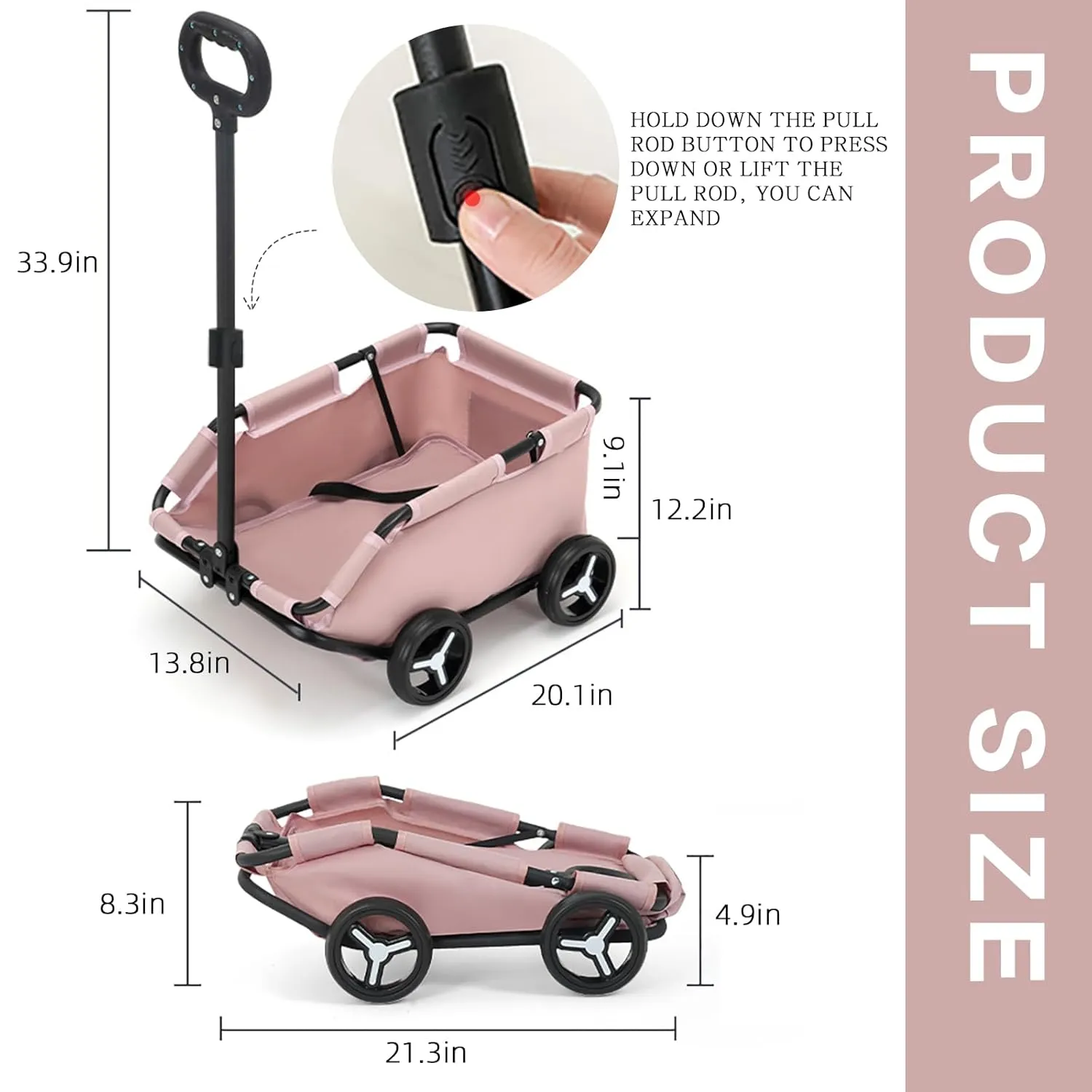 Dog Stroller 4 Wheels Folding Dog Cart Pet Stroller for Travelling Shopping Walking Playing for Small Dogs Cats (Grey)