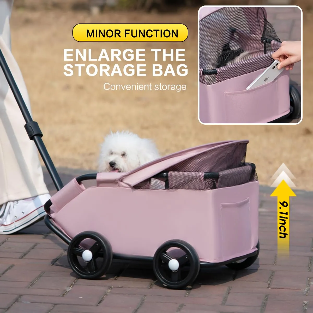 Dog Stroller 4 Wheels Folding Dog Cart with Sunshine Cover Pet Stroller for Travelling Shopping Walking Playing for Small Dogs Cats