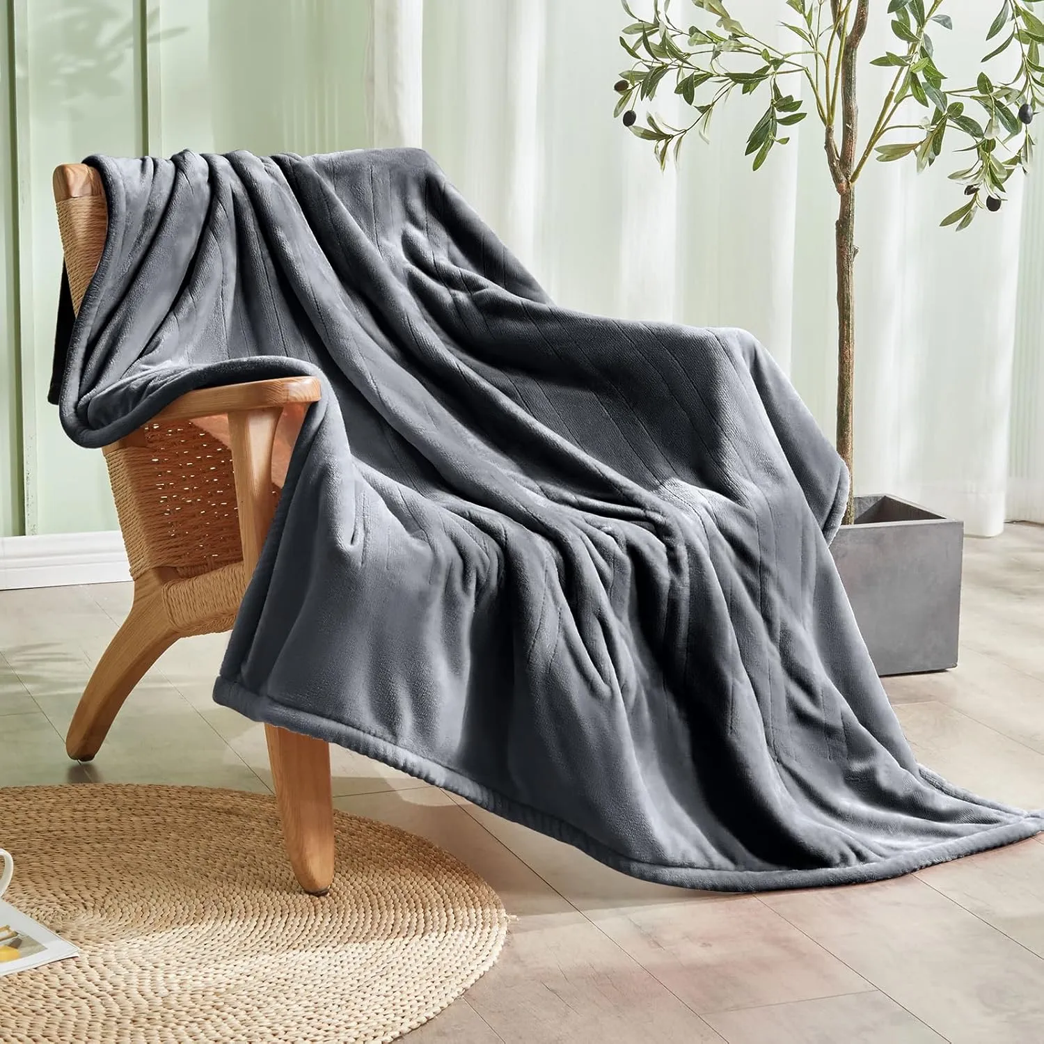 Electric Heated Blanket,Flannel & Sherpa Heated Throw Blanket 50"x60",Fast Heating Soft Fleece Blanket with 6 Heating Levels & 4H Auto Off - Grey