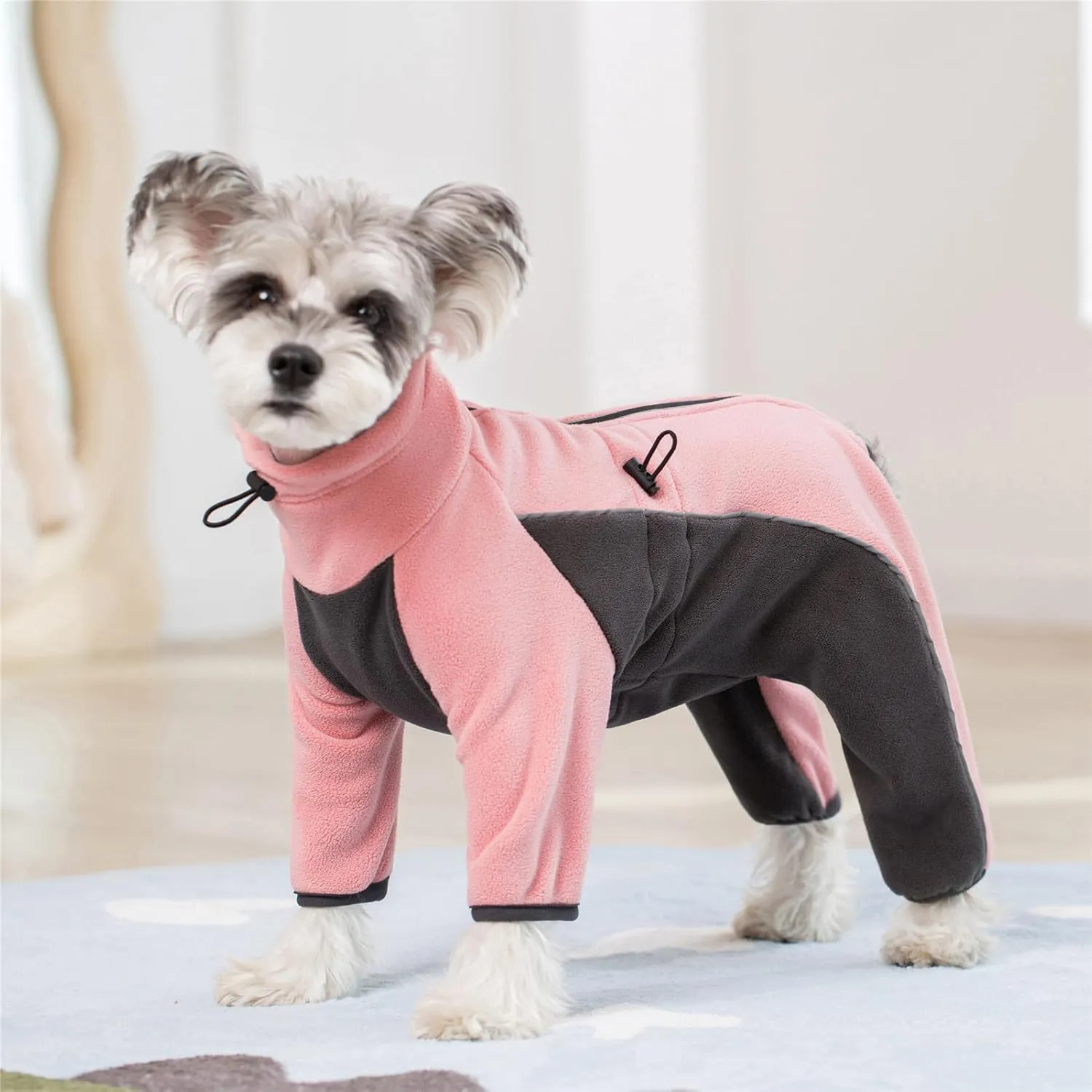 Fleece Coat for Small Medium Dogs - Pullover Pajamas Jumpsuit Bodysuit With Legs, Pet Windproof Warm Cold Weather Jacket Full Body Vest Cozy Snowsuit Apparel Outfit Clothes
