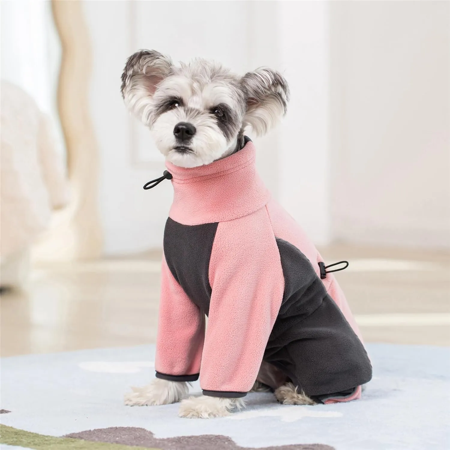 Fleece Coat for Small Medium Dogs - Pullover Pajamas Jumpsuit Bodysuit With Legs, Pet Windproof Warm Cold Weather Jacket Full Body Vest Cozy Snowsuit Apparel Outfit Clothes