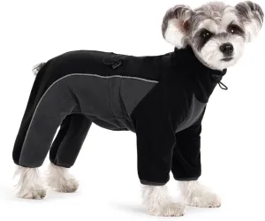 Fleece Coat for Small Medium Dogs - Pullover Pajamas Jumpsuit Bodysuit With Legs, Pet Windproof Warm Cold Weather Jacket Full Body Vest Cozy Snowsuit Apparel Outfit Clothes