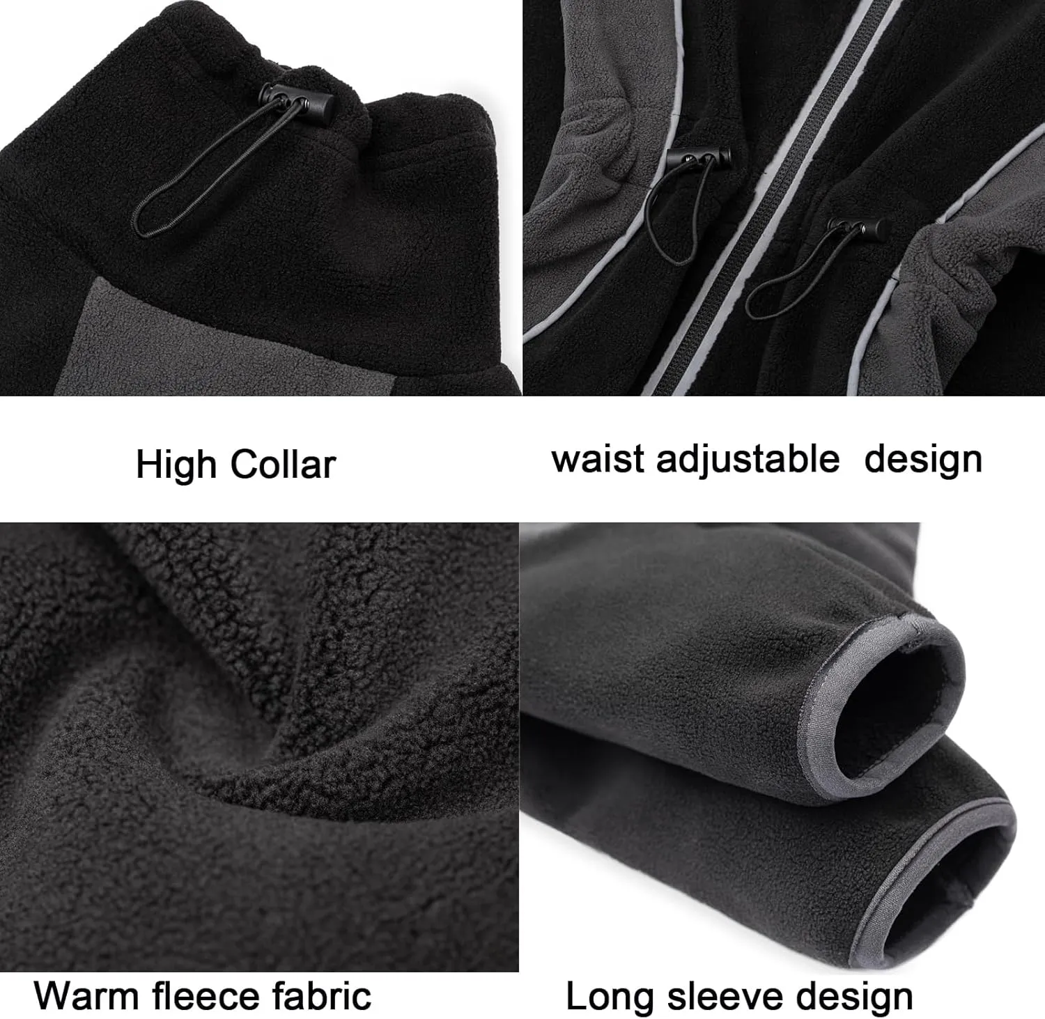 Fleece Coat for Small Medium Dogs - Pullover Pajamas Jumpsuit Bodysuit With Legs, Pet Windproof Warm Cold Weather Jacket Full Body Vest Cozy Snowsuit Apparel Outfit Clothes