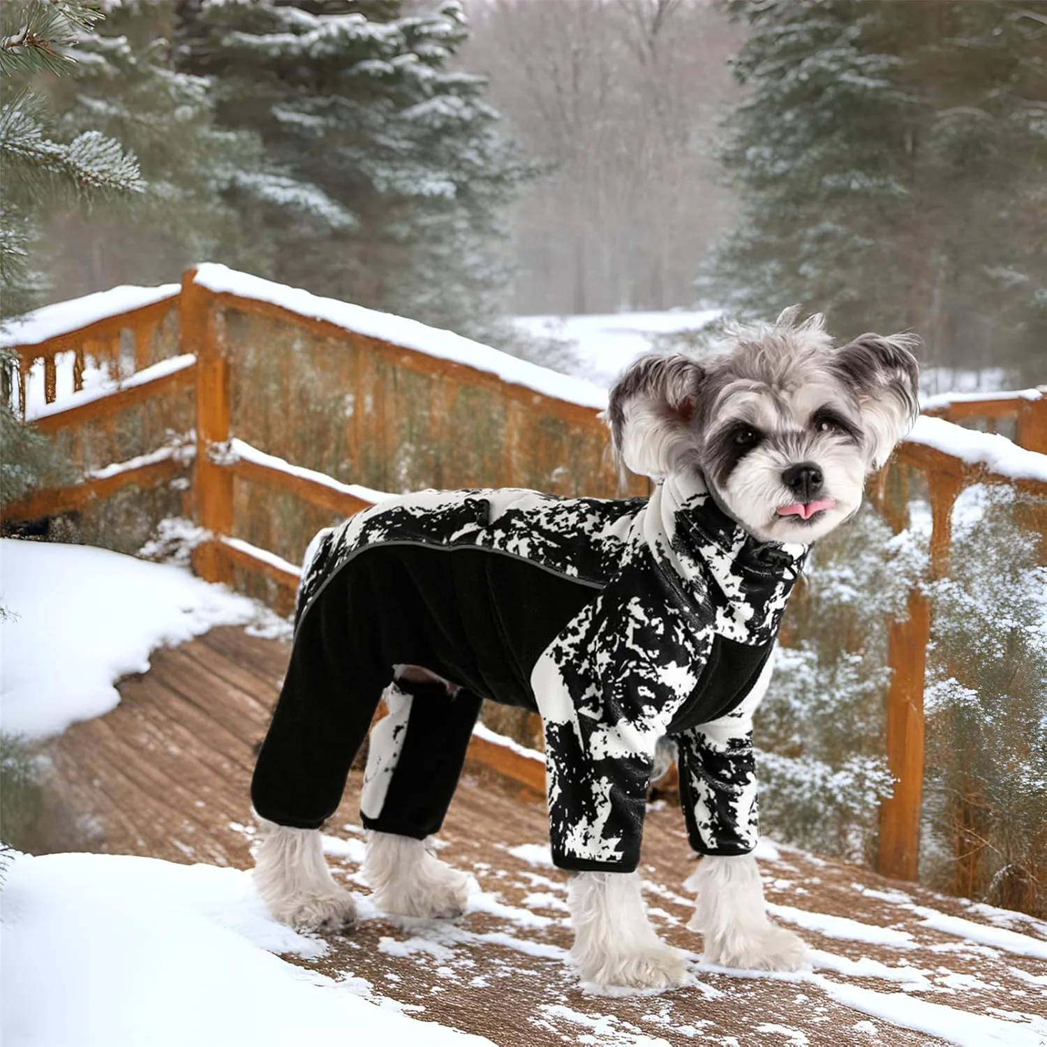 Fleece Dog Coat with Legs - Warm Cold Weather Jumpsuit, Full Body Vest for Small Medium Dogs, Windproof & Cozy Snowsuit