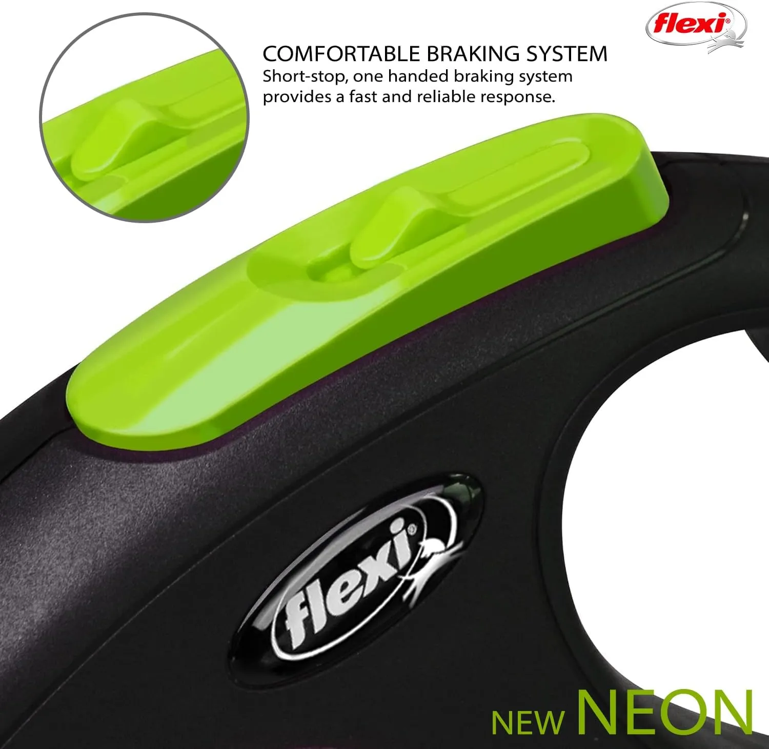 Flexi New Neon Tape Green Medium 5m Retractable Dog Leash/Lead for Dogs up to 25kgs/55lbs