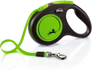Flexi New Neon Tape Green Medium 5m Retractable Dog Leash/Lead for Dogs up to 25kgs/55lbs