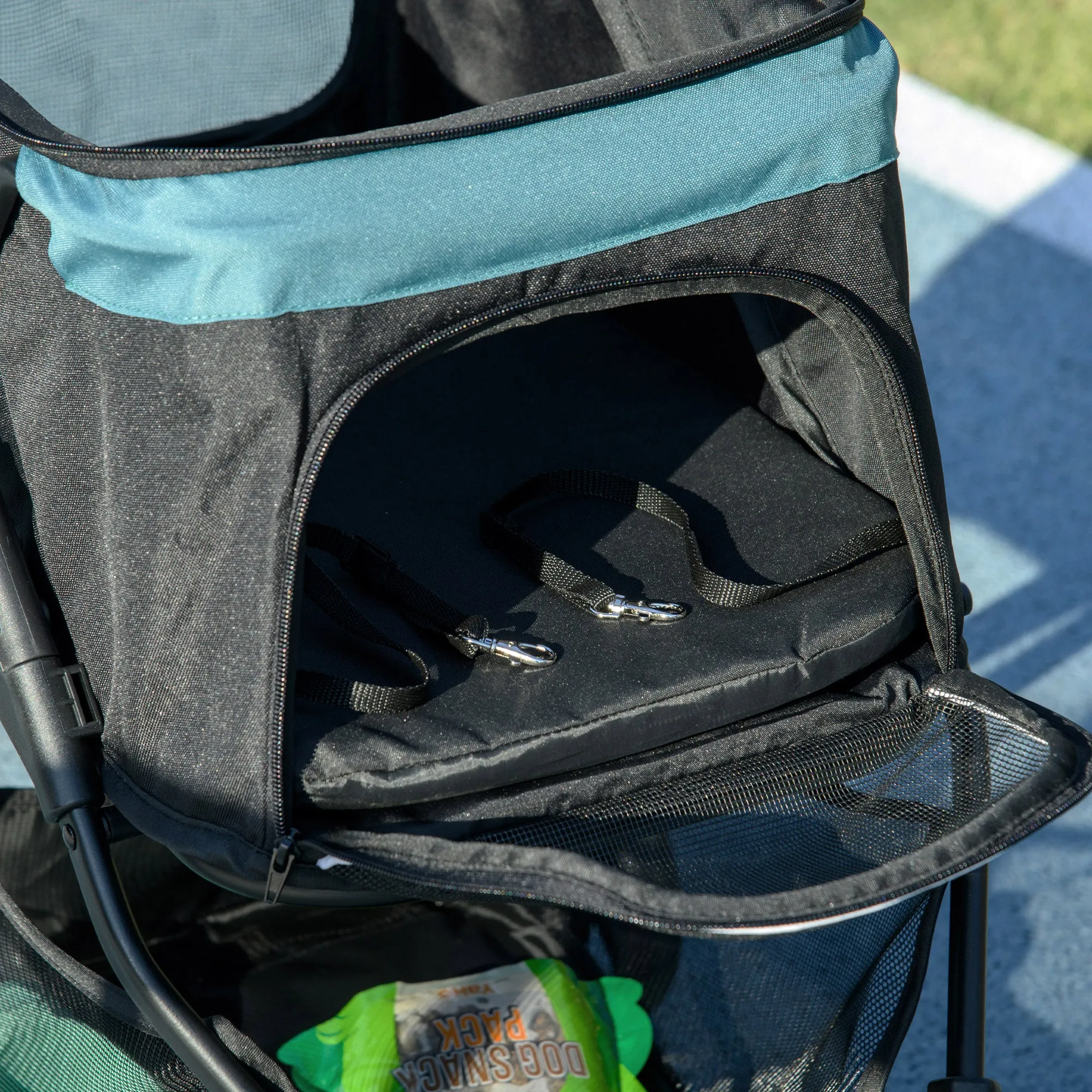 Foldable Pet Stroller w/ Rain Cover, for XS Dogs, S Dogs - Dark Green