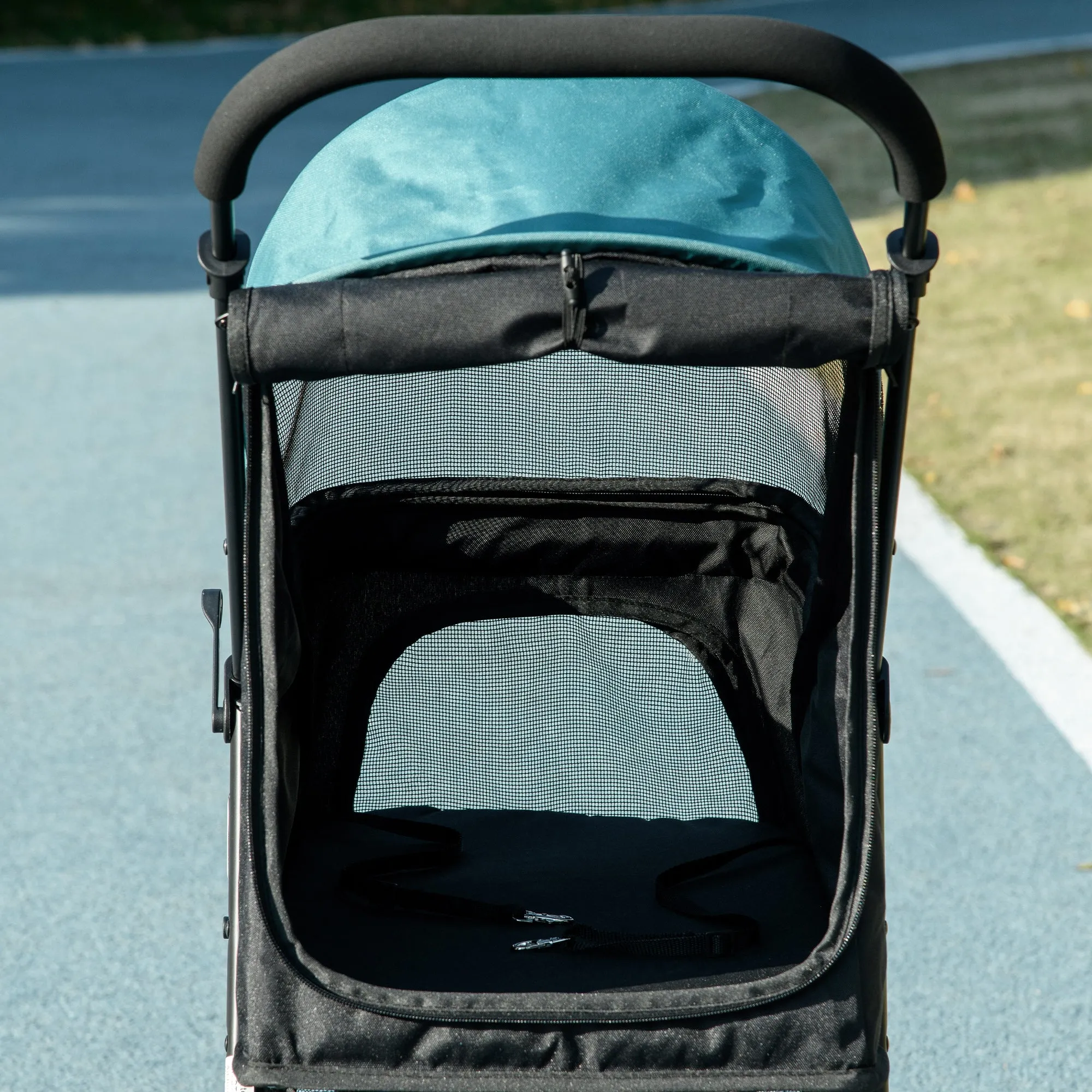 Foldable Pet Stroller w/ Rain Cover, for XS Dogs, S Dogs - Dark Green