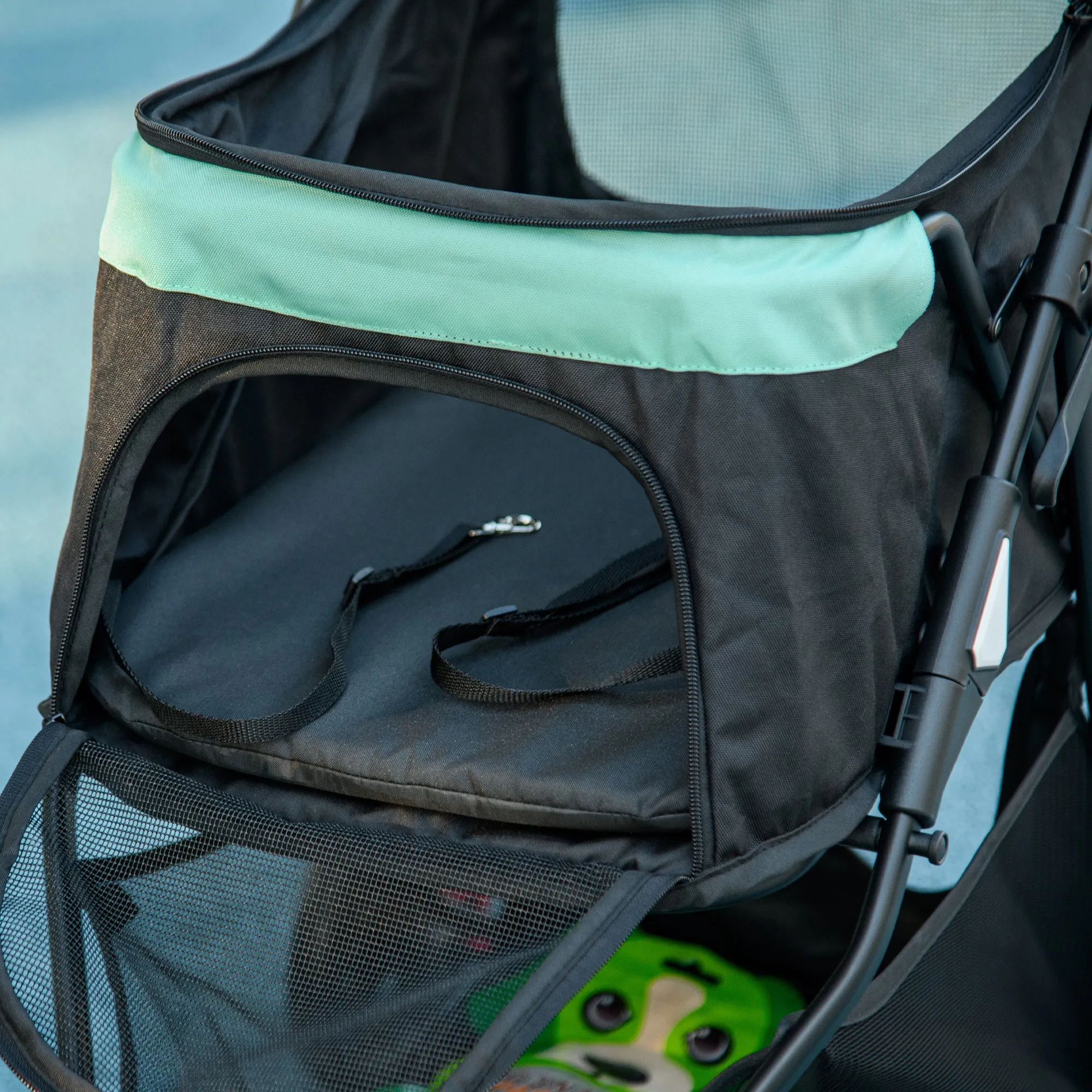 Foldable Pet Stroller w/ Rain Cover, for XS Dogs, S Dogs - Green