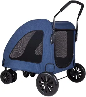 Folding pet Stroller cart for Large Dog,Cabin with Front and Back mesh Door,top mesh Window,Swivel Front Wheel,Rear Wheel with Foot Brakes,Push Trolley pram