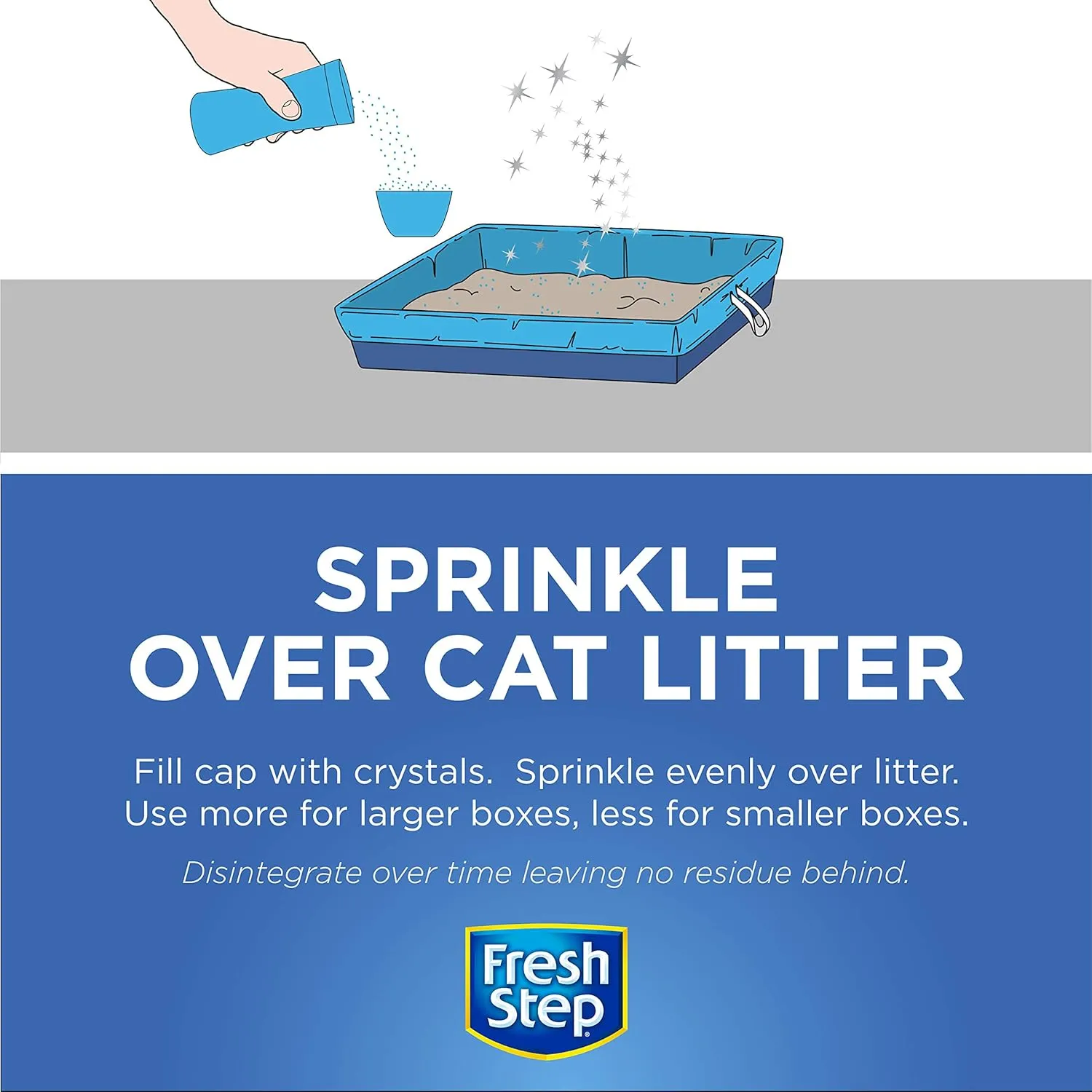 Fresh Step Cat Litter Crystals In Fresh Scent | Cat Litter Box Deodorizer | Combats Cat Odors and Neutralizes Smells to Keep Your Home Clean, 15 Ounces - 3 Pack